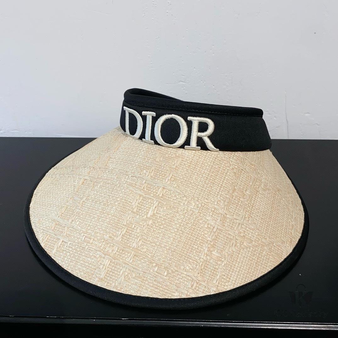Dior New Embroidered Letter Straw Hat