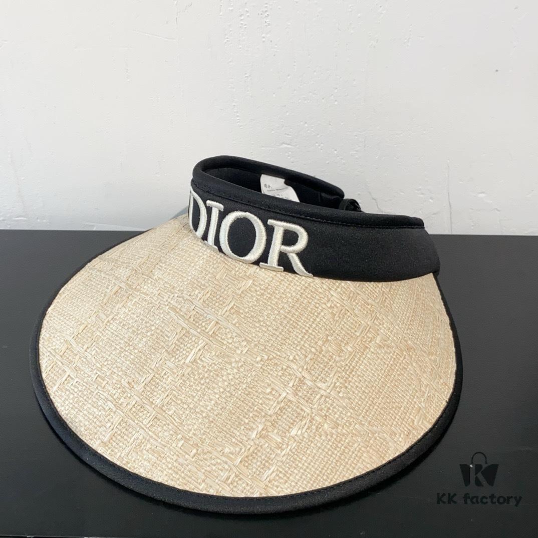 Dior New Embroidered Letter Straw Hat