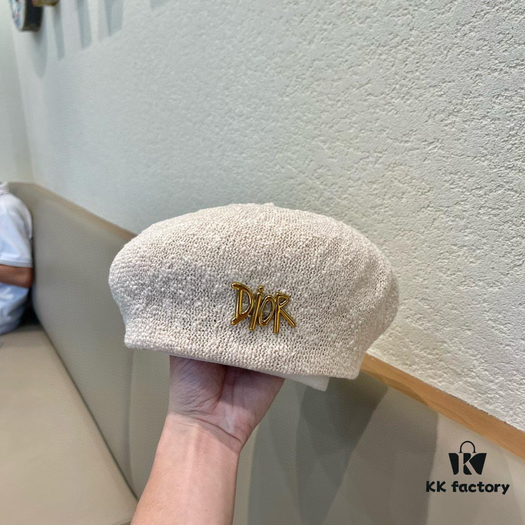 Dior 2024 New Solid Color Women's Beret, Slimming Face Look, Spring and Summer Lightweight Breathable Pumpkin Hat, Artistic and Versatile Painter's Hat