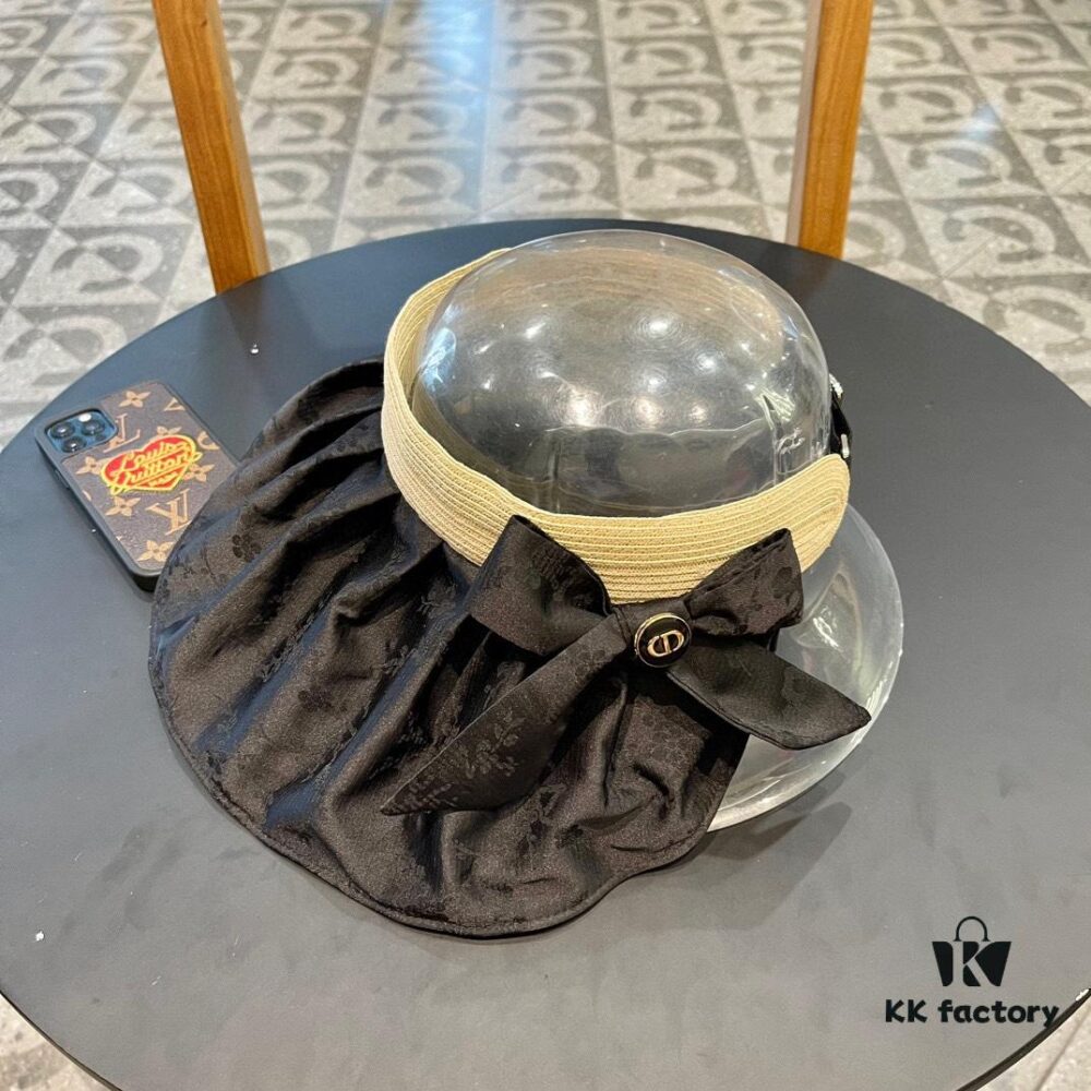 Dior Summer New Large-Brimmed Open-Top Hat for Women, Foldable Sun Hat for Travel, Beach Vacation, UV Protection, Fisherman Hat, Baseball Cap, Knit Hat