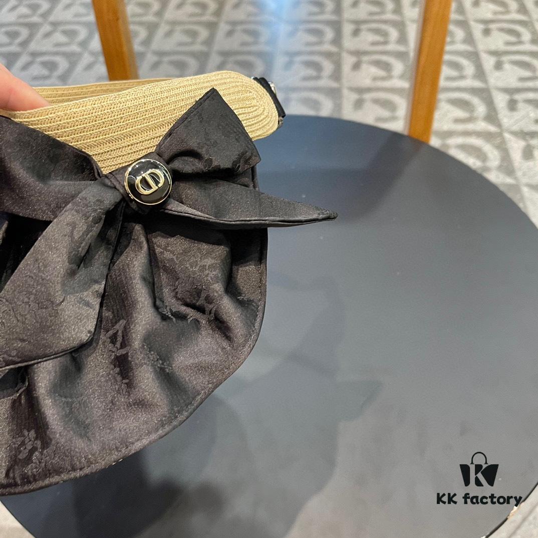 Dior Summer New Large-Brimmed Open-Top Hat for Women, Foldable Sun Hat for Travel, Beach Vacation, UV Protection, Fisherman Hat, Baseball Cap, Knit Hat