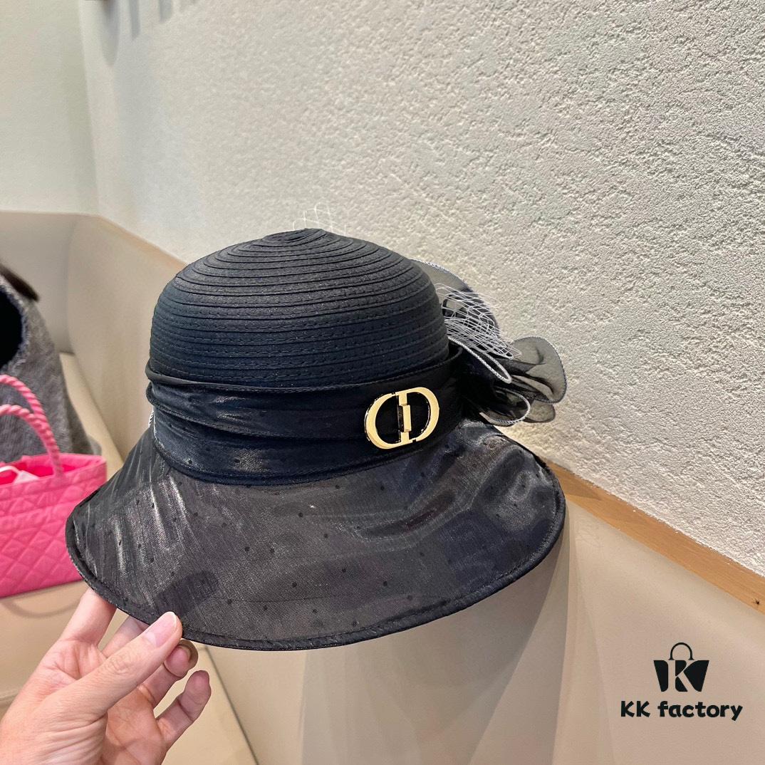 Dior Korean-Style Oversized Fashion Sun Hat for Women, Wide-Brimmed Foldable UV-Protective Outdoor Hat, Versatile Bucket Hat, Baseball Cap, Knit Hat for Summer Travel