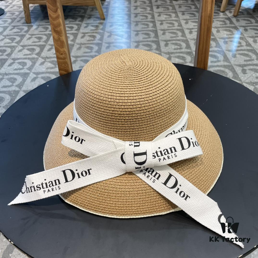 DIOR 2024 New Arrival Fashion Straw Hat, Super Popular Bell-Shaped Design, Stylish and Versatile for Any Outfit