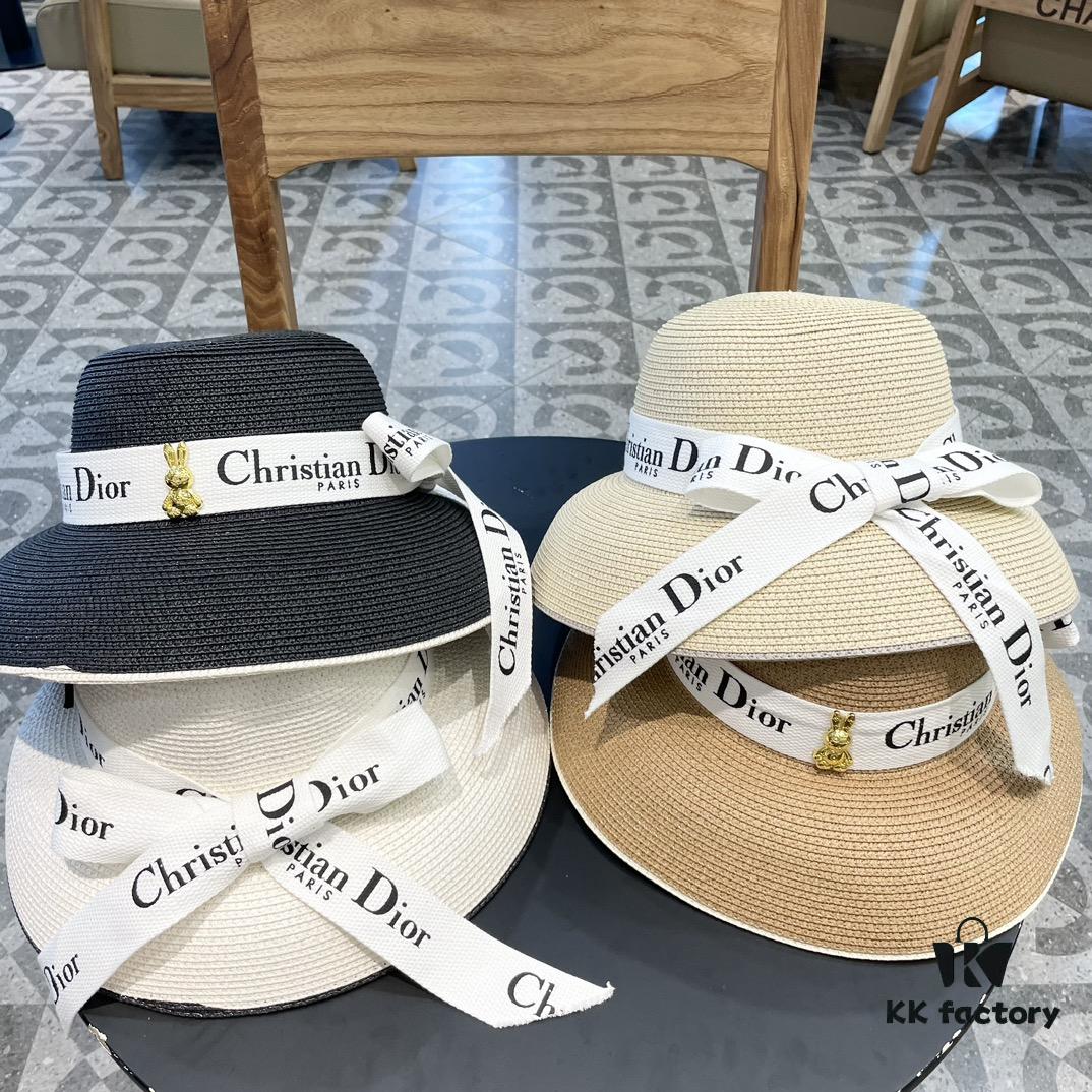 DIOR 2024 New Arrival Fashion Straw Hat, Super Popular Bell-Shaped Design, Stylish and Versatile for Any Outfit