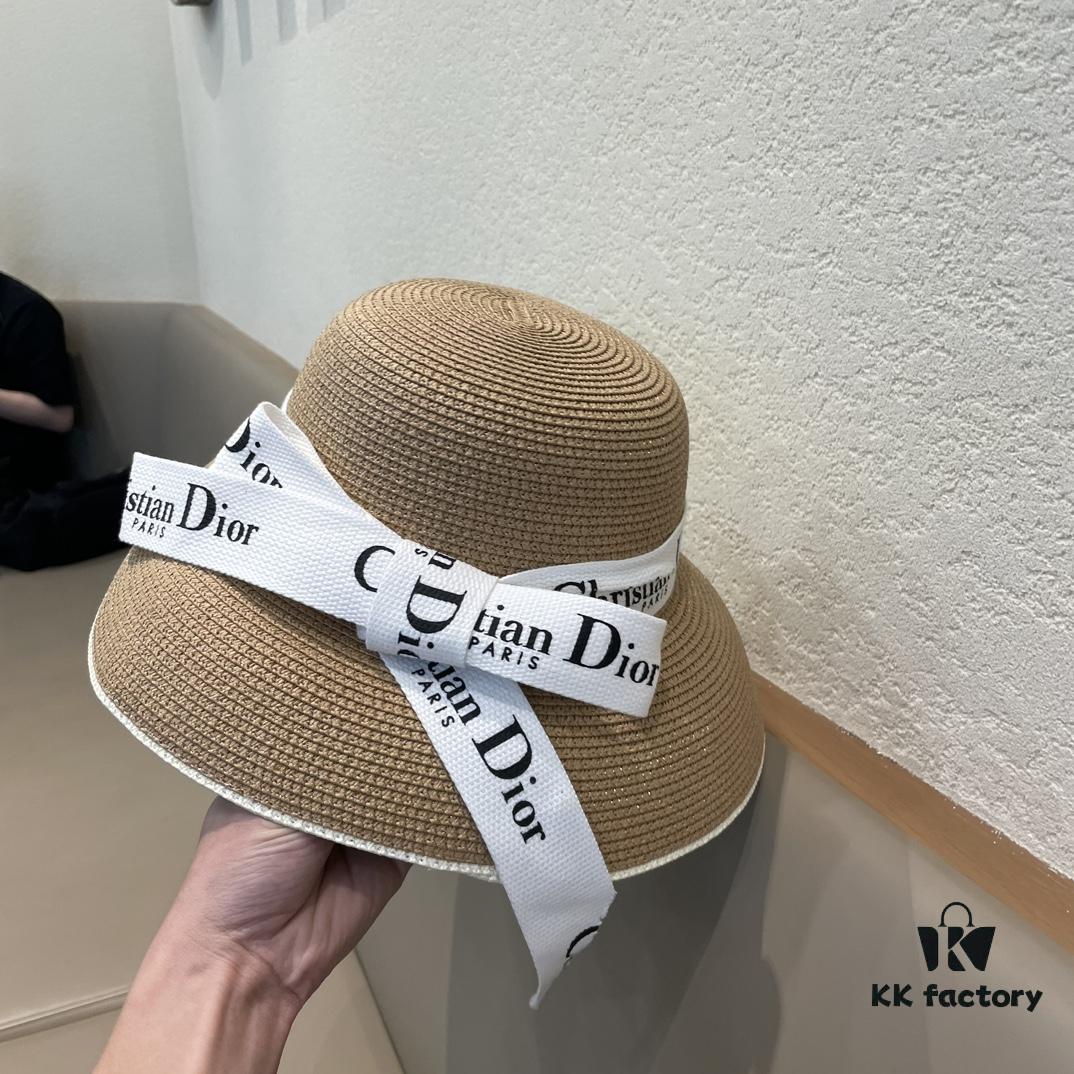 DIOR 2024 New Arrival Fashion Straw Hat, Super Popular Bell-Shaped Design, Stylish and Versatile for Any Outfit