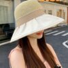 DIOR Bucket Hat 2024 Summer New Sun Protection Fishing Hat with Bow for Men and Women, Wide-Brimmed Beach Hat for Travel, Face-Framing Sun Hat