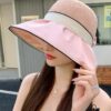 DIOR Bucket Hat 2024 Summer New Sun Protection Bucket Hat with Bow for Men and Women, Wide-Brimmed Beach Hat for Travel, Face-Framing Sun Hat