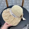 DIOR Bucket Hat 2024 Summer New Sun Protection Bucket Hat with Bow for Men and Women, Wide Brim Beach Hat for Travel, UV-Protective, Face-Slimming Design
