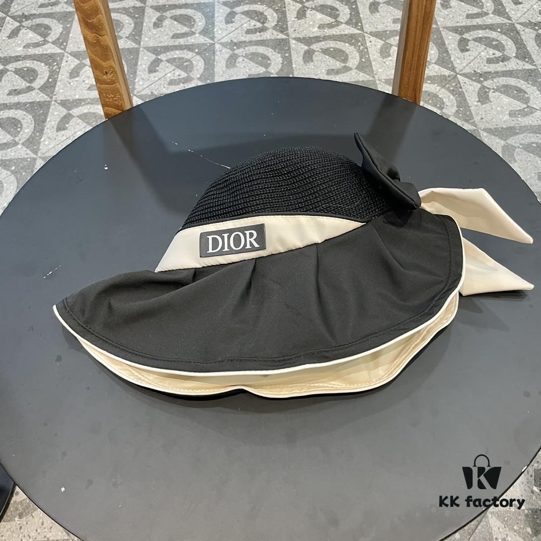DIOR Bucket Hat 2024 Summer New Sun Protection Bucket Hat with Bow for Men and Women, Wide-Brimmed Beach Hat for Travel, Face-Framing Sun Hat