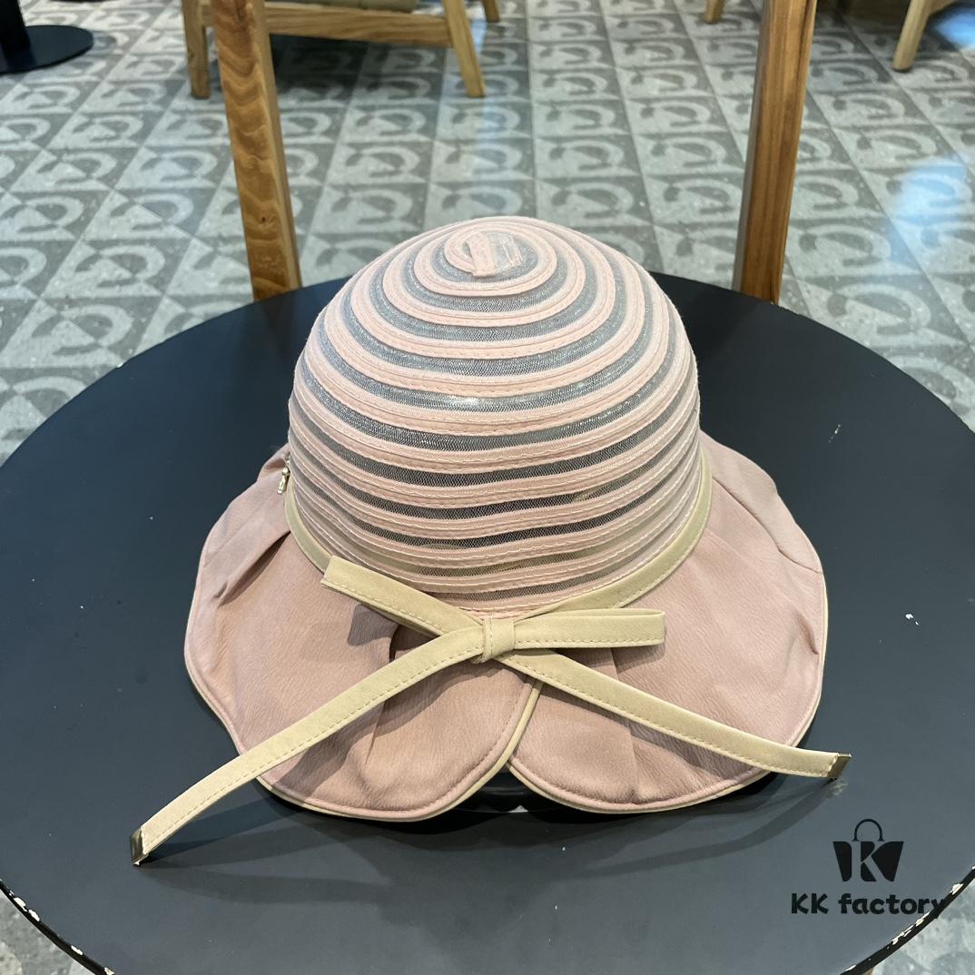 Dior Cross-border Hot Sale Women's Fashionable Striped Bucket Hat with Wide Brim, Sun Protection Outdoor Summer Hat, Fisherman Hat, Baseball Cap, Knit Hat