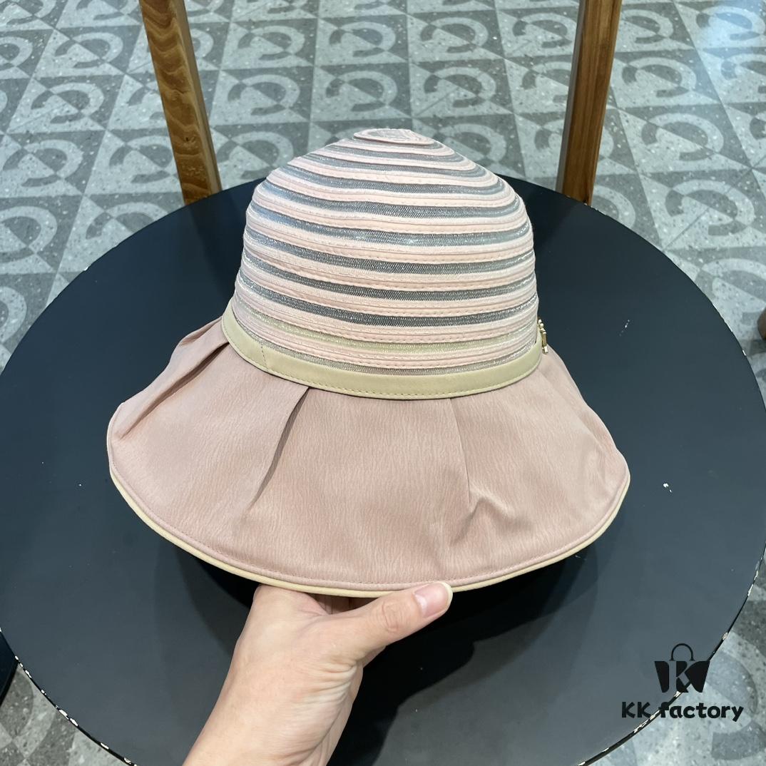 Dior Cross-border Hot Sale Women's Fashionable Striped Bucket Hat with Wide Brim, Sun Protection Outdoor Summer Hat, Fisherman Hat, Baseball Cap, Knit Hat