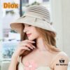 Dior Cross-border Hot Sale Women's Fashionable Striped Bucket Hat, Wide-brimmed Sun Hat, UV-protective Summer Hat, Bucket Hat, Baseball Cap, Knit Hat