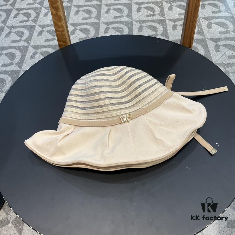 Dior Cross-border Hot Sale Women's Fashionable Striped Bucket Hat, Wide-brim Sun Hat, UV-protective Outdoor Cap, Summer Knit Baseball and Bucket Hat