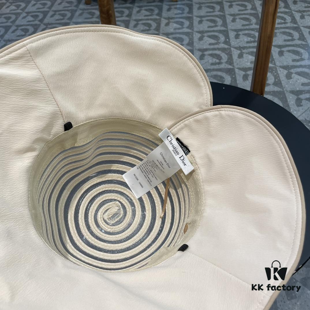 Dior Cross-border Hot Sale Women's Fashionable Striped Bucket Hat, Wide-brimmed Sun Hat, UV-protective Summer Hat, Bucket Hat, Baseball Cap, Knit Hat