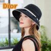 Dior Cross-border Hot Sale Women's Fashionable Striped Bucket Hat, Wide-brimmed Sun Hat, UV-protective Summer Hat, Fisherman Hat, Baseball Cap, Knit Hat