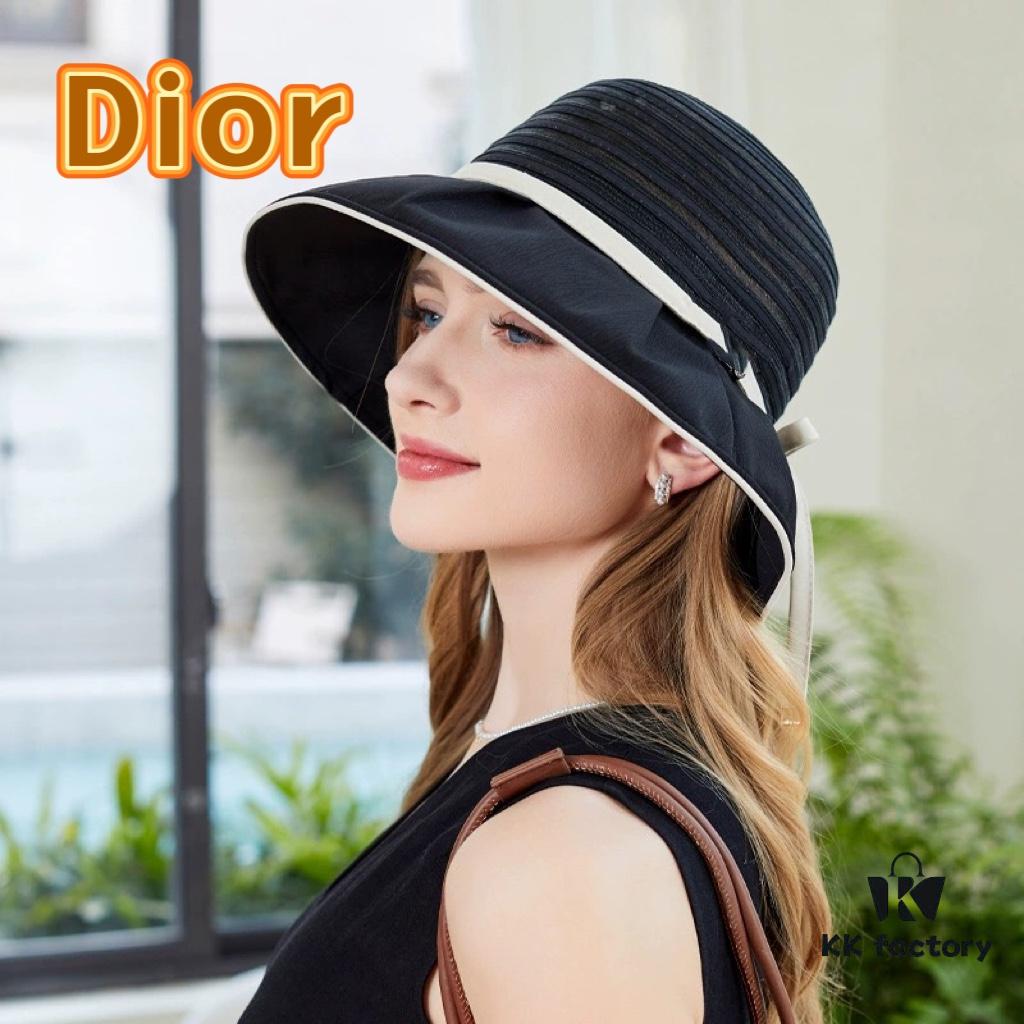 Dior Cross-border Hot Sale Women's Fashionable Striped Bucket Hat, Wide-brimmed Sun Hat, UV-protective Summer Hat, Fisherman Hat, Baseball Cap, Knit Hat