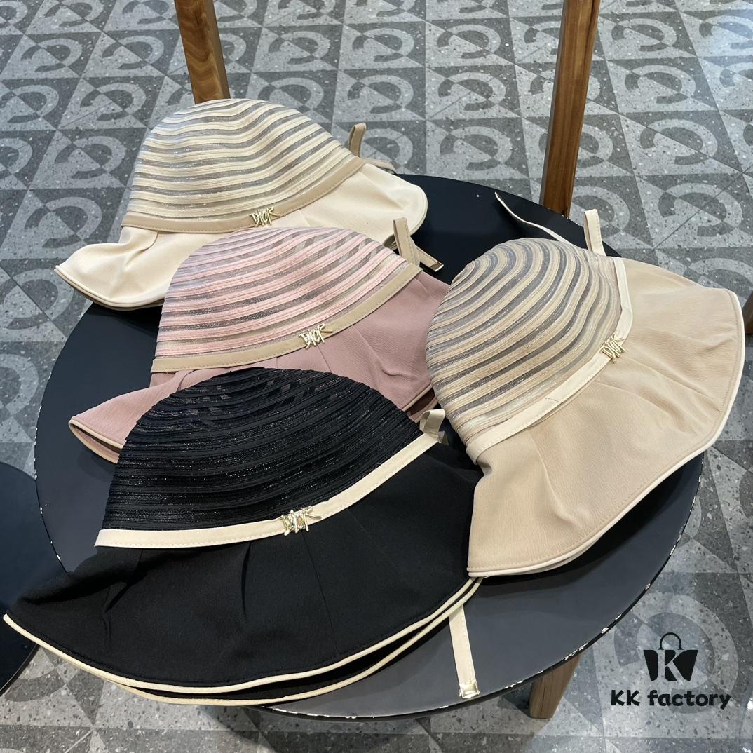 Dior Cross-border Hot Sale Women's Fashionable Striped Bucket Hat, Wide-brimmed Sun Hat, UV-protective Summer Hat, Fisherman Hat, Baseball Cap, Knit Hat