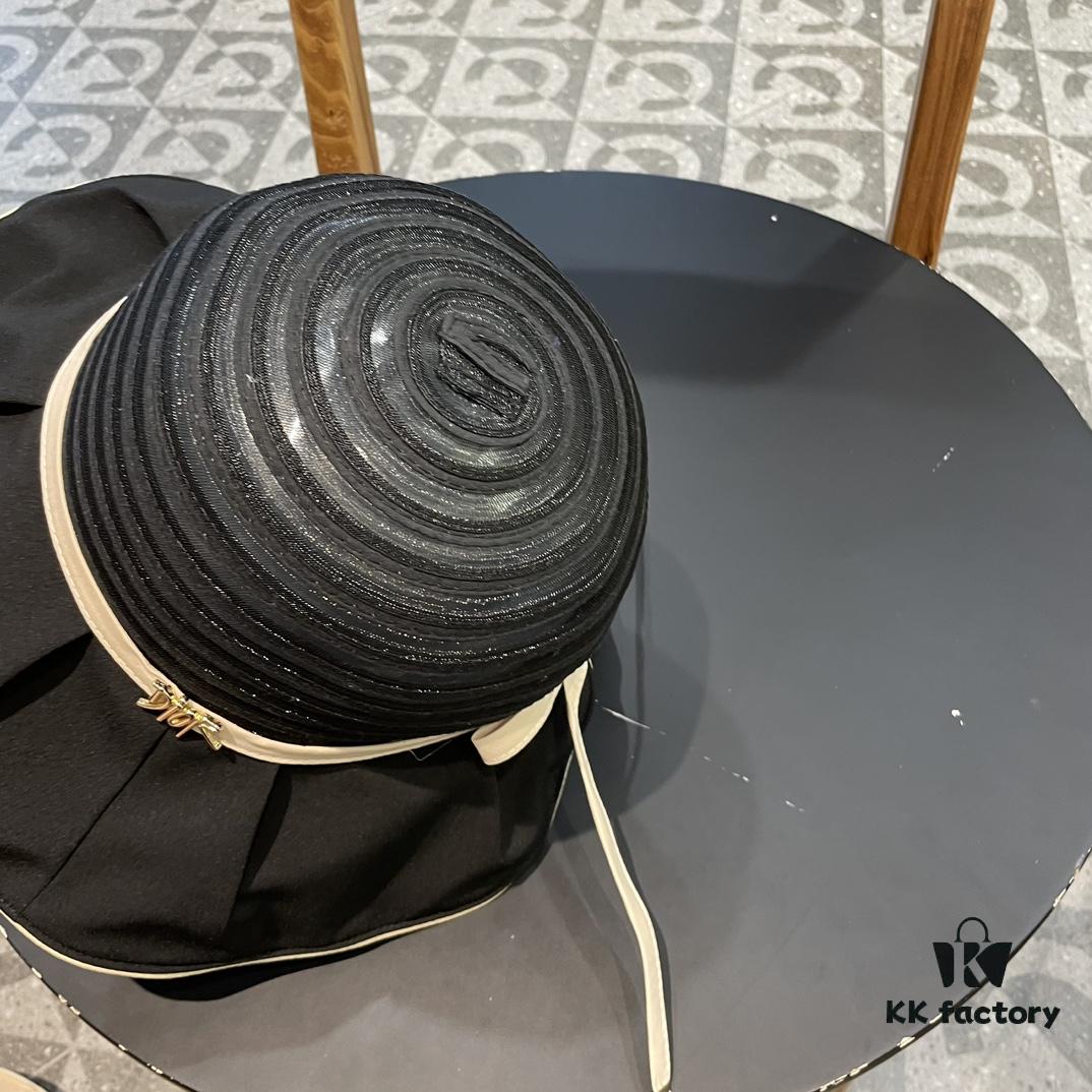 Dior Cross-border Hot Sale Women's Fashionable Striped Bucket Hat, Wide-brimmed Sun Hat, UV-protective Summer Hat, Fisherman Hat, Baseball Cap, Knit Hat
