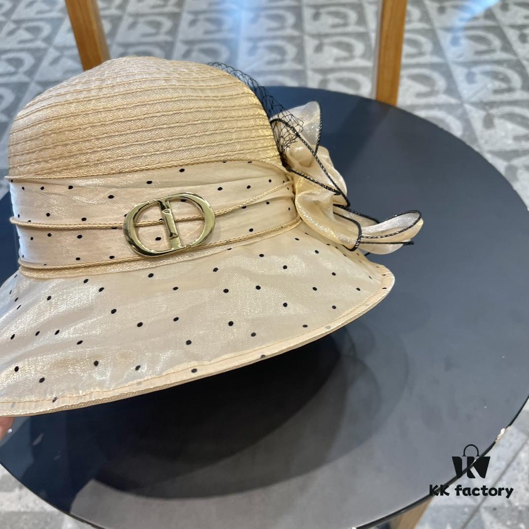 Dior Korean-Style Oversized Fashion Sun Hat for Women, Summer Wide-Brimmed Foldable UV-Protection Hat, Versatile Outdoor Bucket, Baseball, and Knit Hat