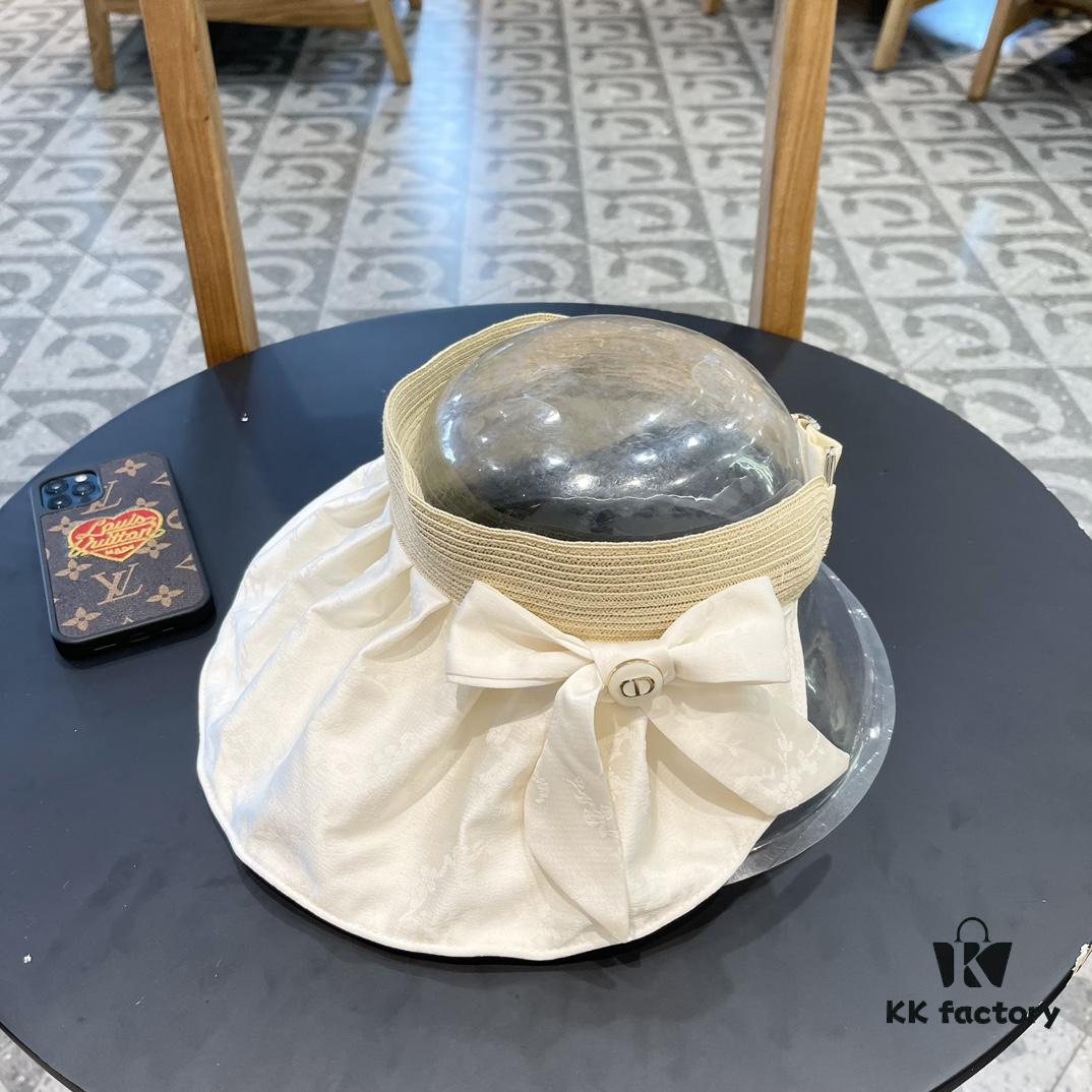 Dior Summer New Arrival Wide-Brimmed Open-Top Hat for Women, Foldable Sun Hat for Travel, Beach Vacation, UV Protection, Fisherman Hat, Baseball Cap, Knit Hat