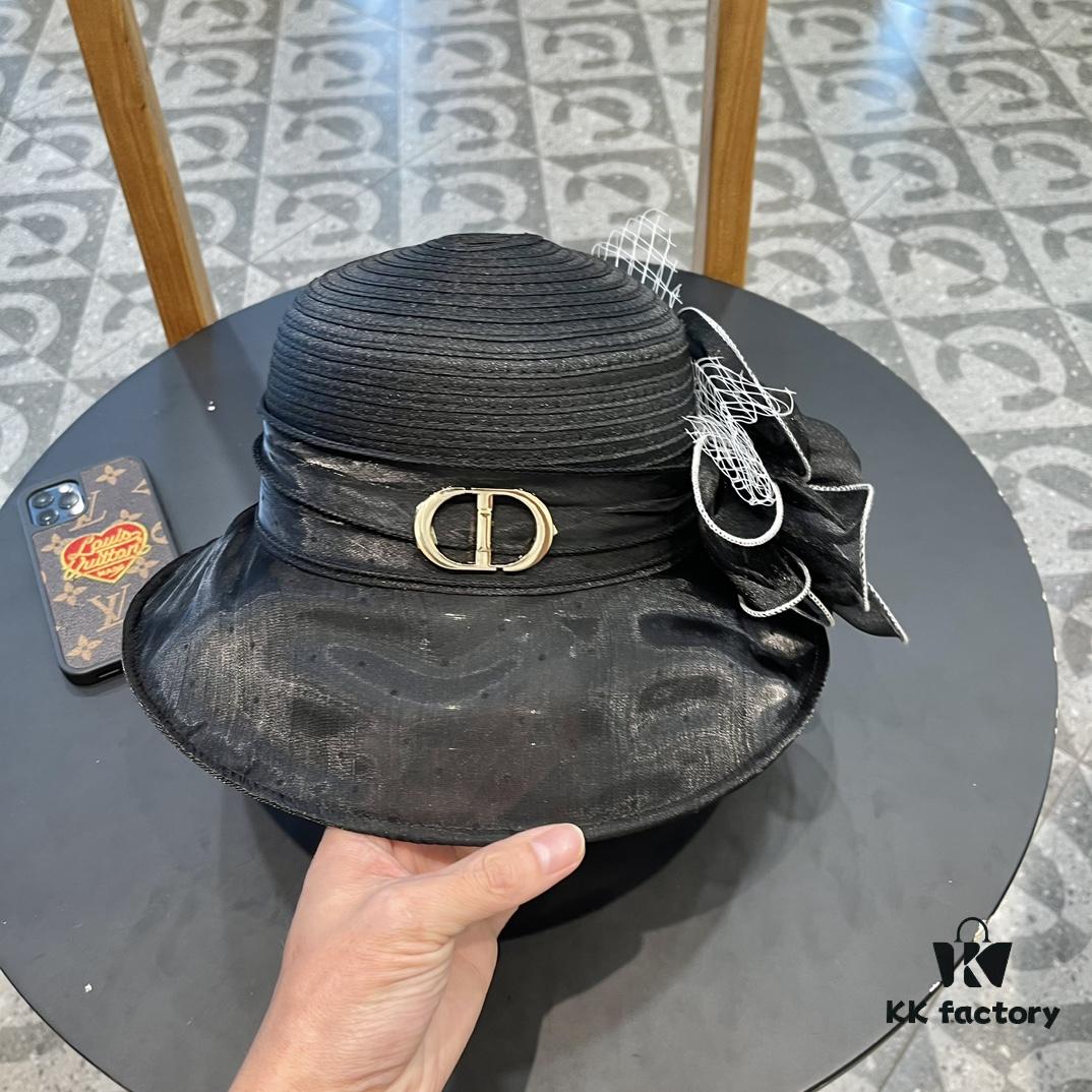 Dior Korean-Style Oversized Fashion Sun Hat for Women, Summer Wide-Brimmed Foldable UV-Protection Hat, Versatile Outdoor Bucket Hat, Baseball Cap, Knit Hat