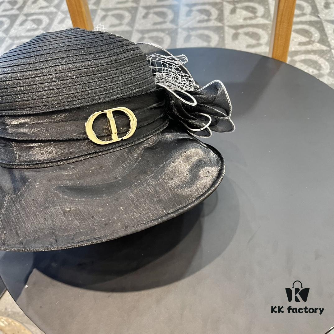 Dior Korean-Style Oversized Fashion Sun Hat for Women, Summer Wide-Brimmed Foldable UV-Protection Hat, Versatile Outdoor Bucket Hat, Baseball Cap, Knit Hat