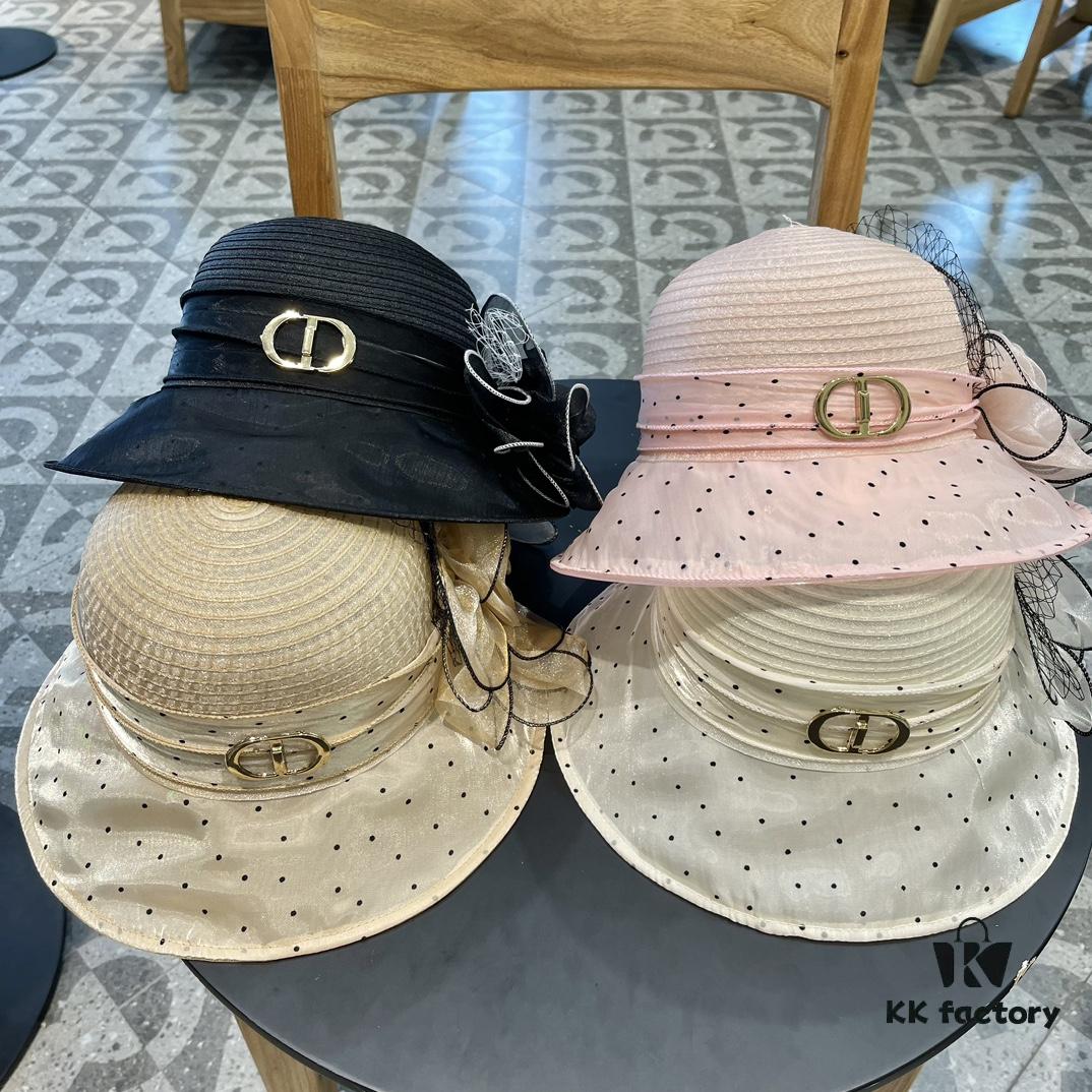 Dior Korean-Style Oversized Fashion Sun Hat for Women, Summer Wide-Brimmed Foldable UV-Protection Hat, Versatile Outdoor Bucket Hat, Baseball Cap, Knit Hat