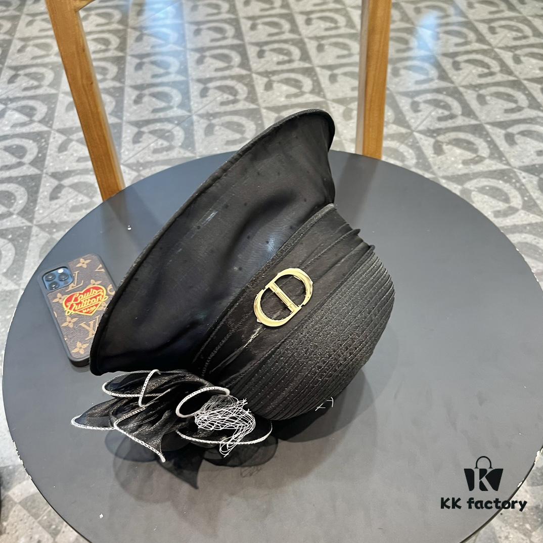 Dior Korean-Style Oversized Fashion Sun Hat for Women, Summer Wide-Brimmed Foldable UV-Protection Hat, Versatile Outdoor Bucket Hat, Baseball Cap, Knit Hat