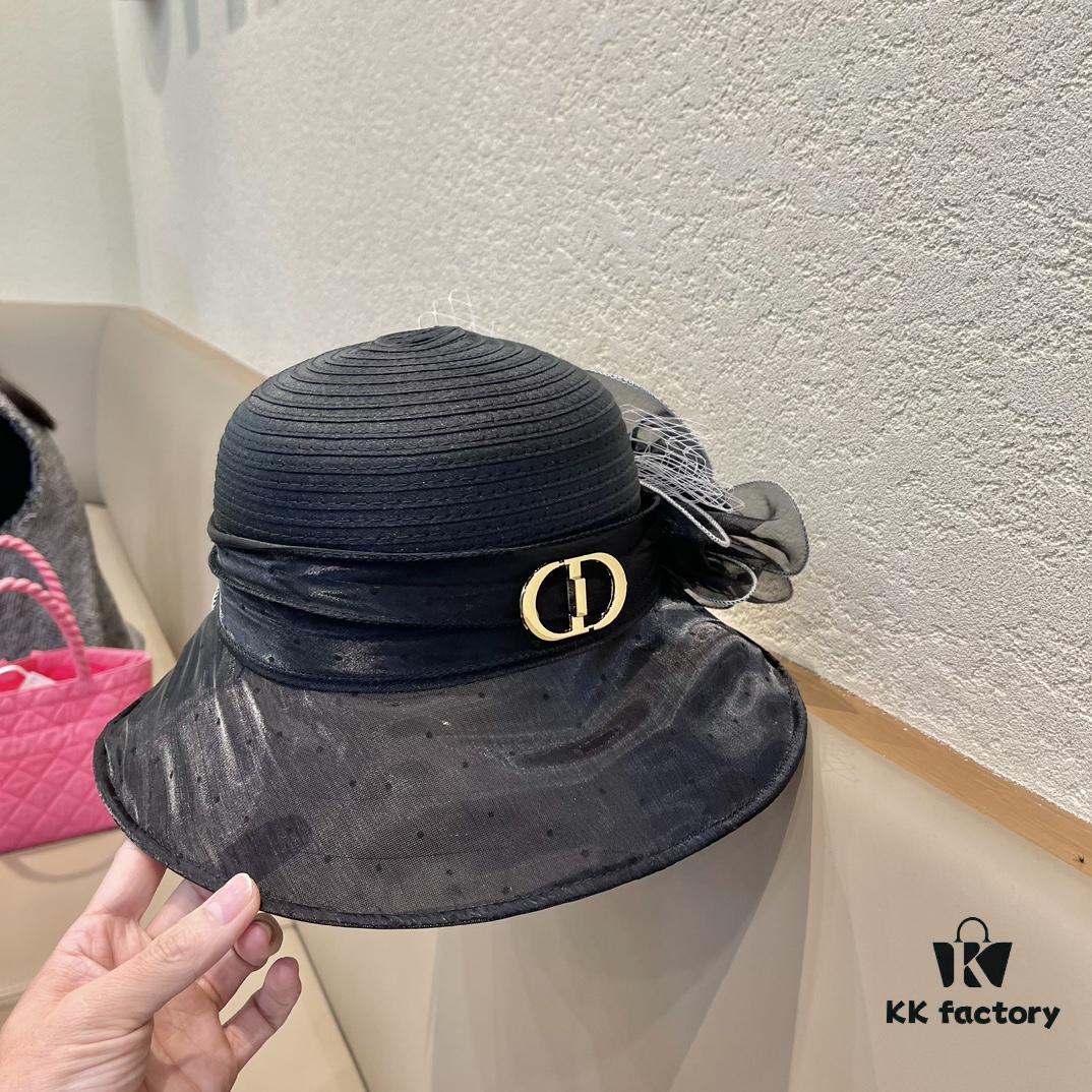 Dior Korean-Style Oversized Fashion Sun Hat for Women, Summer Wide-Brimmed Foldable UV-Protection Hat, Versatile Outdoor Bucket Hat, Baseball Cap, Knit Hat