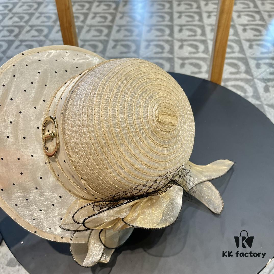 Dior Korean-Style Oversized Fashion Sun Hat for Women, Summer Wide-Brimmed Foldable UV-Protection Hat, Versatile Outdoor Bucket, Baseball, and Knit Hat