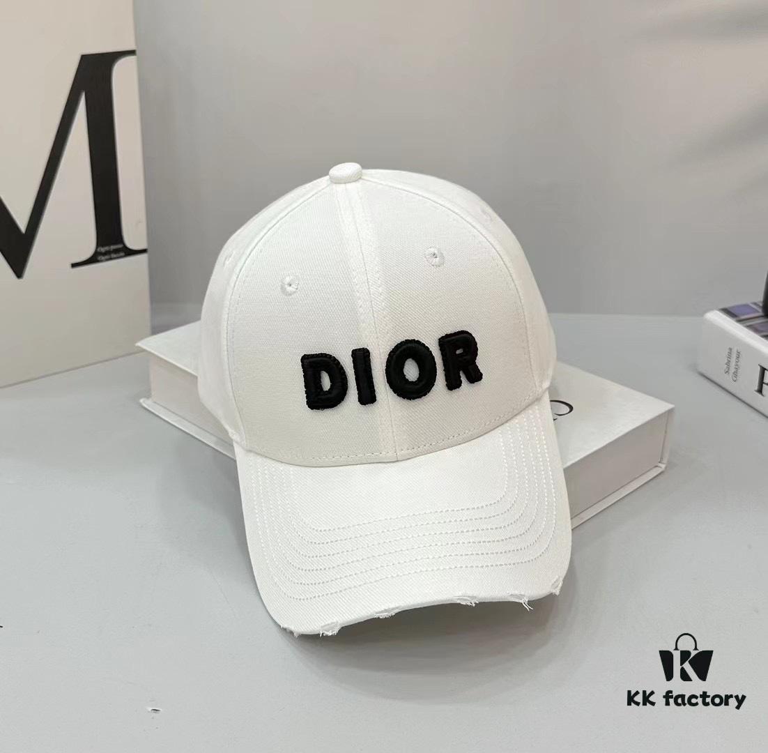 Dior Baseball Cap with Deliberate Distressed Detail