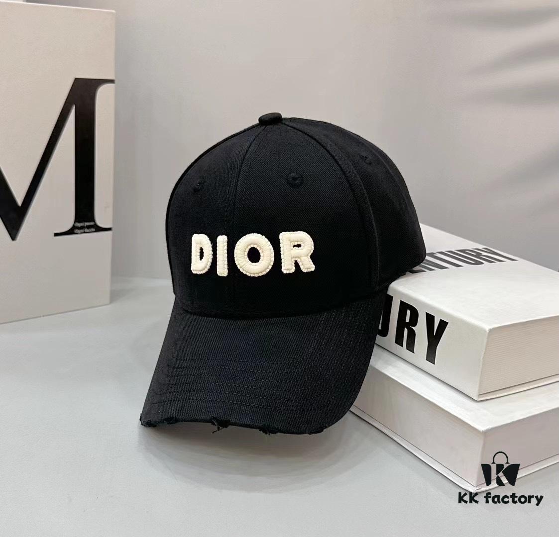 Dior Baseball Cap with Deliberate Distressed Detail