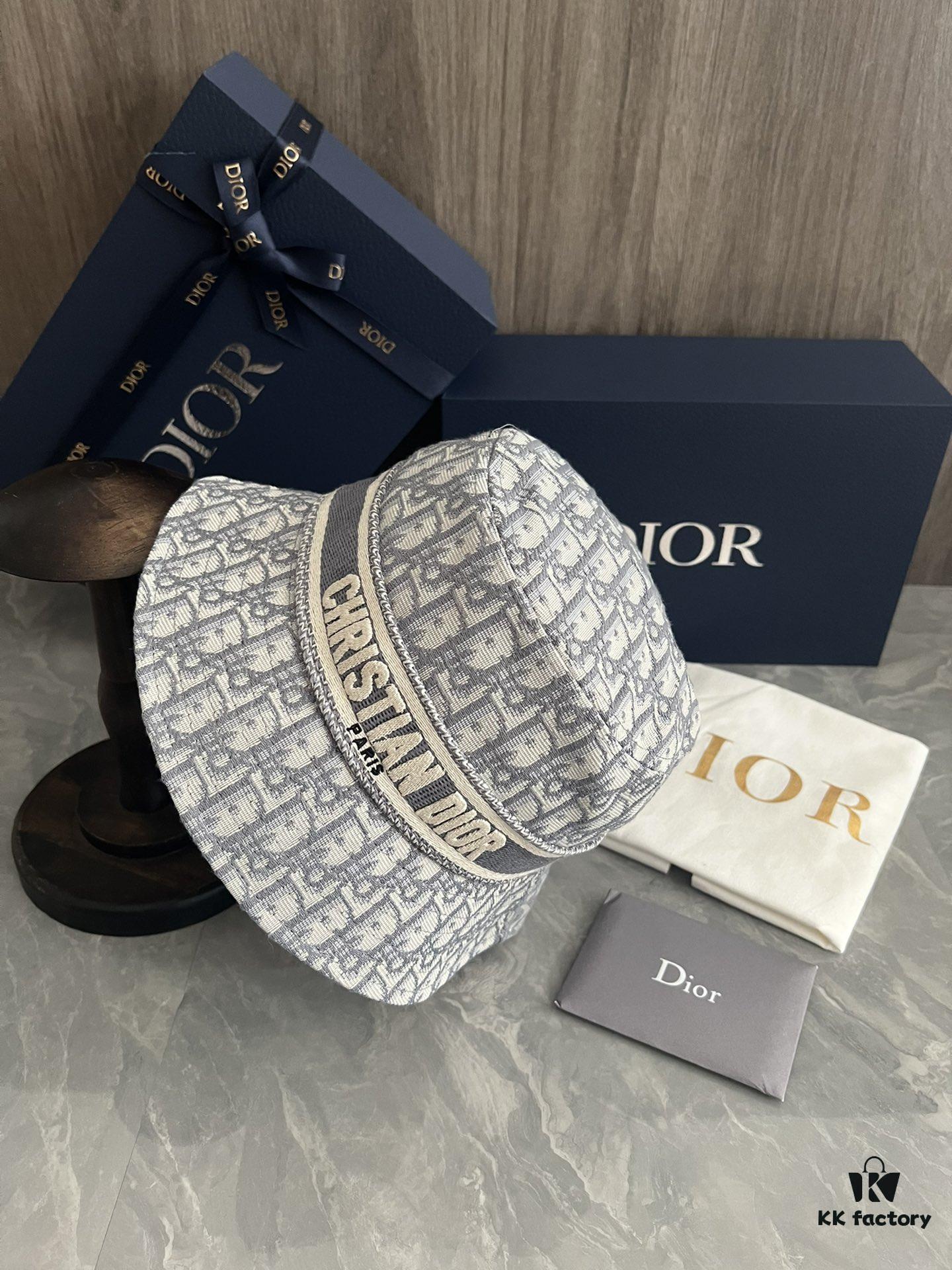 DIOR Bucket Hat for Men and Women, Deepened Design Exudes Elegance, Contrasting Trim with Bold 'Christian Dior Paris' Logo Embroidery