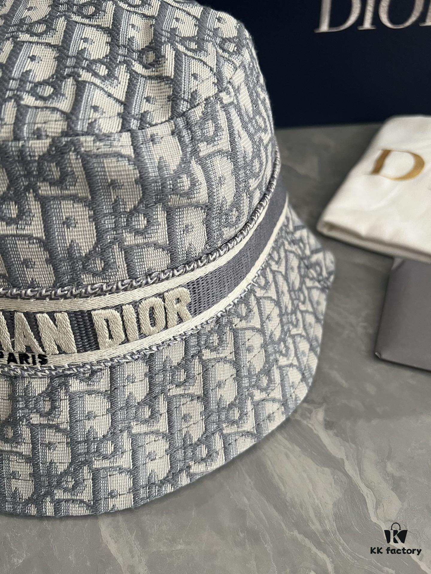 DIOR Bucket Hat for Men and Women, Deepened Design Exudes Elegance, Contrasting Trim with Bold 'Christian Dior Paris' Logo Embroidery
