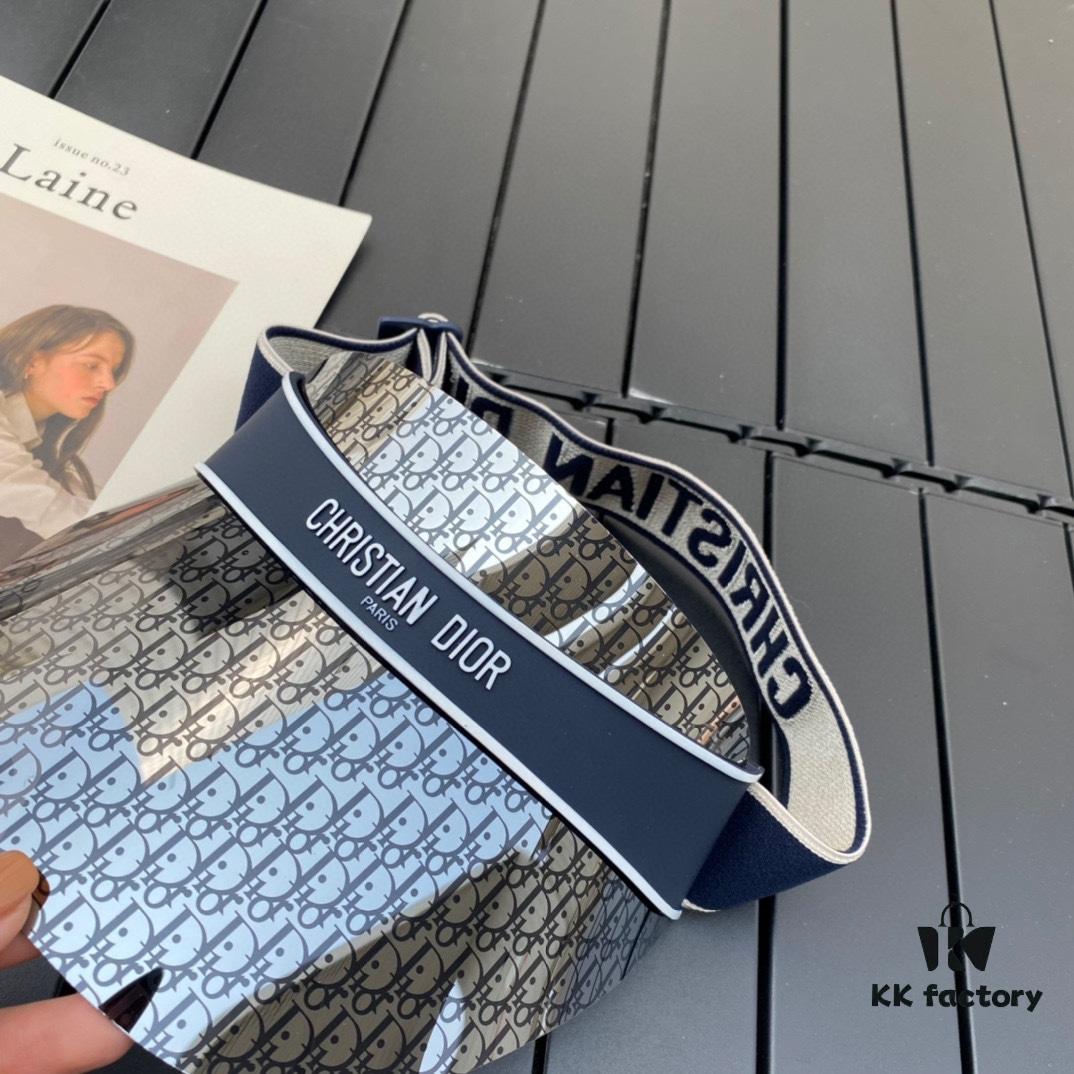 Dior Original Customized Sun Hat with Vintage Pattern - Innovative and Playful Sporty Design, Reversible with Iconic J'adior Lettering and Jacquard Elastic Band, Adjustable Strap, Stylish and UV-Protective, Perfect for Pairing