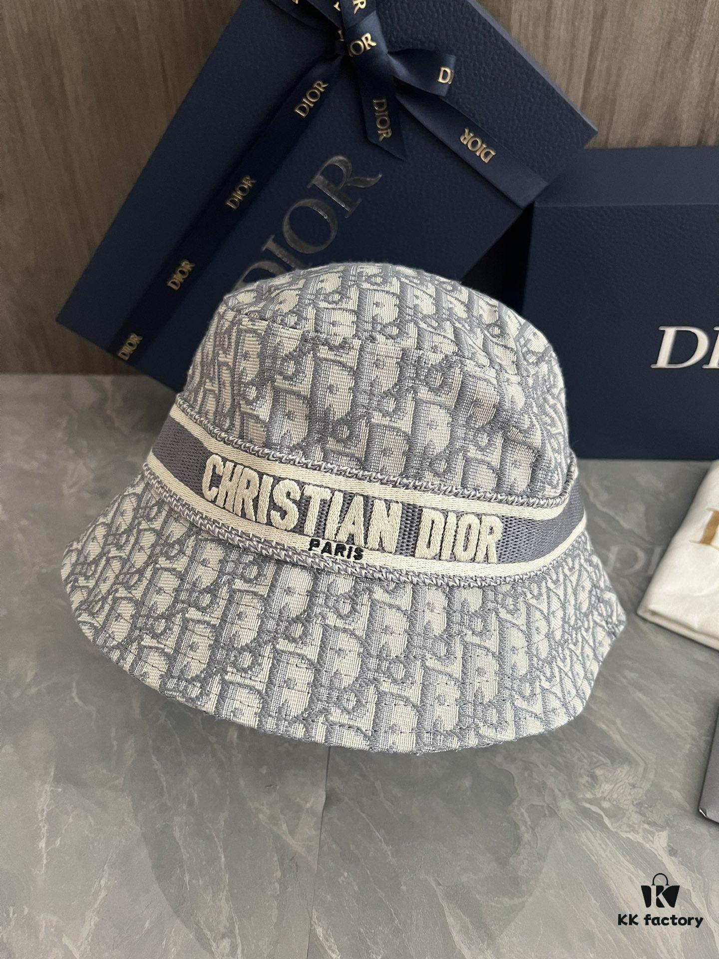 DIOR Bucket Hat for Men and Women, Deepened Design Exudes Elegance, Contrasting Trim with Bold 'Christian Dior Paris' Logo Embroidery