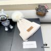 Dior Women's Knitted Hat with Genuine Fox Fur Pom-Pom, Thick Winter Warm Ear-Protecting Beanie for Autumn and Winter