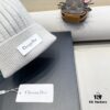 Dior Women's Knitted Hat with Genuine Fox Fur Pom for Autumn and Winter, Thickened Warm Ear-Protecting Beanie