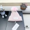 Dior Women's Knit Hat with Genuine Fox Fur Pom-Pom, Thickened Winter Warm Ear-Protecting Beanie for Autumn and Winter