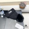 Dior Women's Knitted Hat with Genuine Fox Fur Pom for Autumn and Winter, Thickened Warm Ear-Protecting Beanie, Korean Style Versatile Design