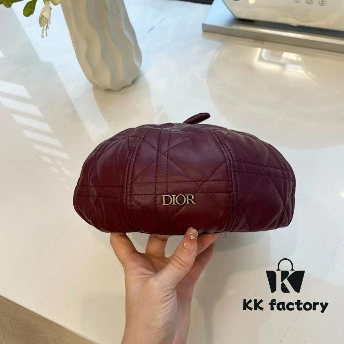 Dior-style Leather Octagonal Beret