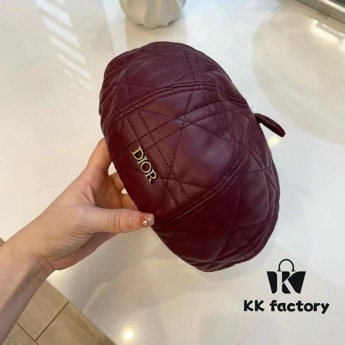 Dior-style Leather Octagonal Beret