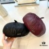 Dior-style Leather Octagonal Beret