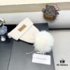 Dior Women's Knitted Hat with Genuine Fox Fur Pom-Pom, Thick Winter Warm Ear-Protecting Beanie for Autumn and Winter