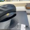 Dior Women's Beret Casual Versatile PU Leather Hat with Metal Logo Fashionable Outdoor Street Cap