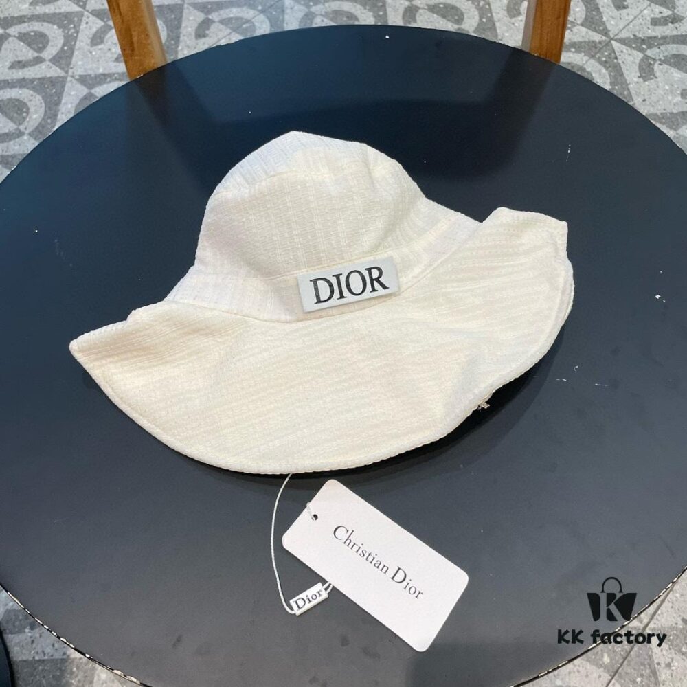 Dior Wide-Brim Sun Fishing Hat for Women, Spring and Summer Bow-Tied Bucket Hat, Versatile Facial Covering UV Protection Fashionable Sun Hat