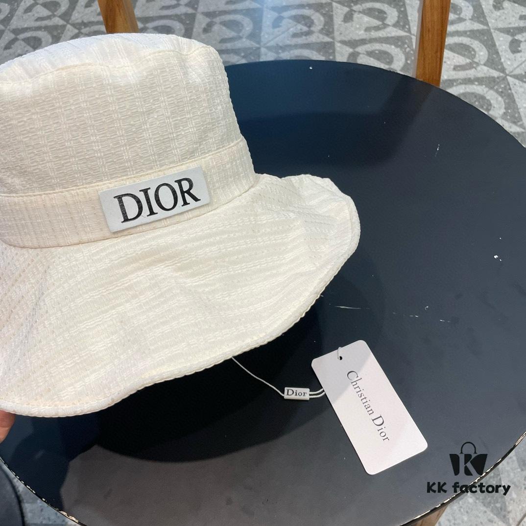 Dior Wide-Brim Sun Fishing Hat for Women, Spring and Summer Bow-Tied Bucket Hat, Versatile Facial Covering UV Protection Fashionable Sun Hat