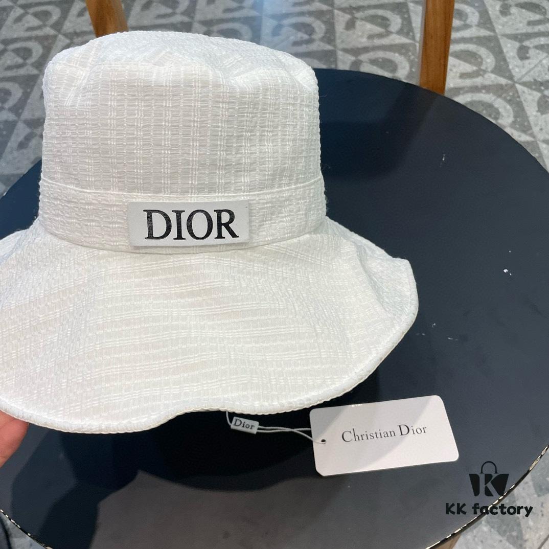 Dior Wide-Brim Sun Hat for Women, Spring and Summer Fashionable Bucket Hat with Bow, Face-Framing UV Protection