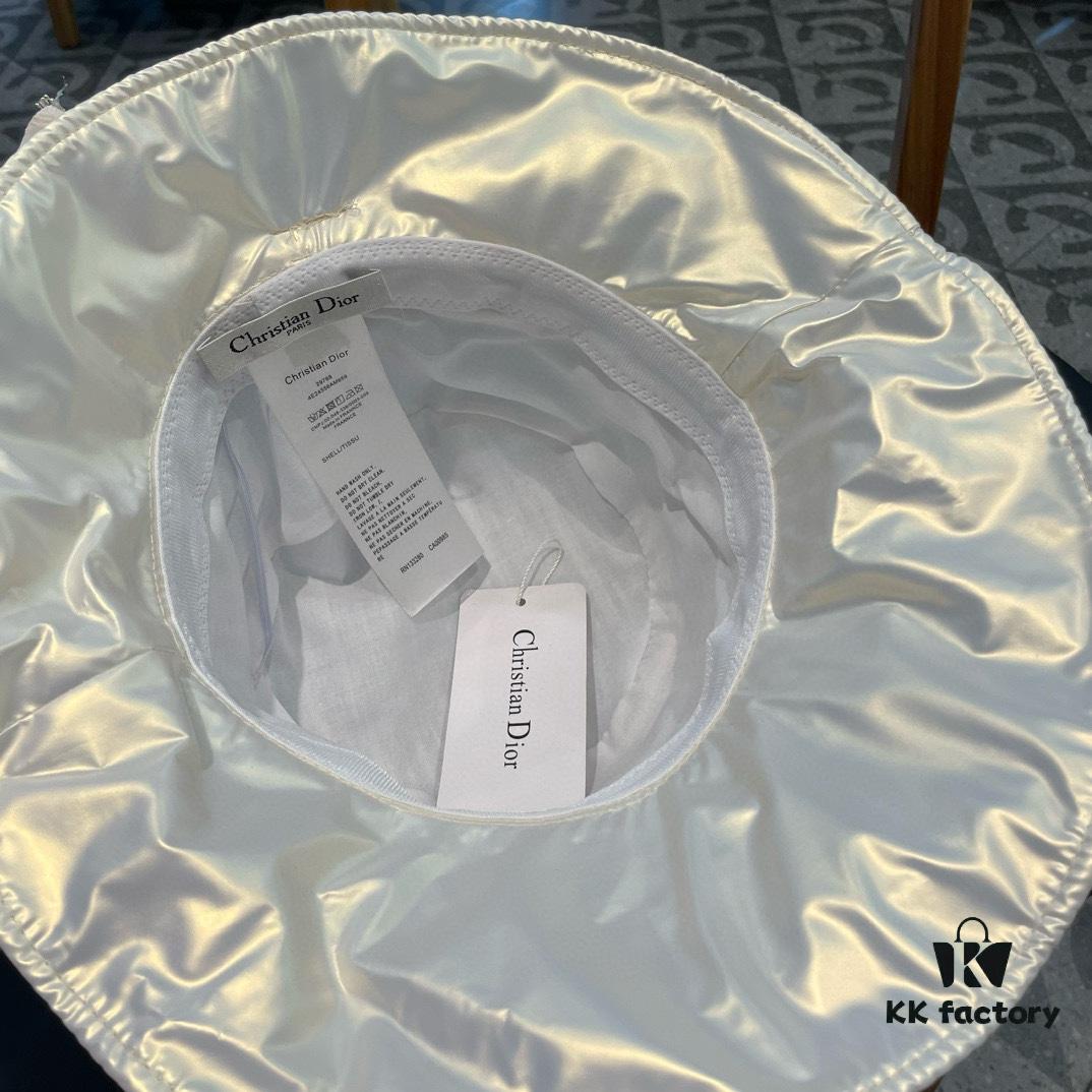 Dior Wide-Brim Sun Fishing Hat for Women, Spring and Summer Bow-Tied Bucket Hat, Versatile Facial Covering UV Protection Fashionable Sun Hat