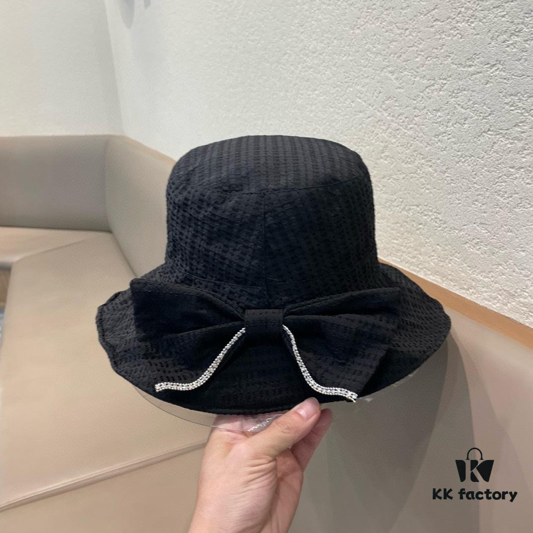 Dior Wide-Brim Sun Hat for Women, Spring and Summer Fashion Floppy Hat with Bow, UV Protection Beach Hat